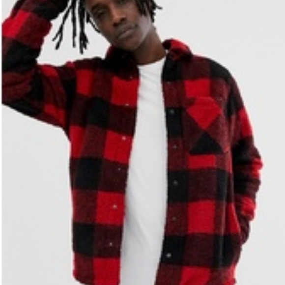 Pull & Bear Buffalo Plaid Button-down Fleece Men's Jacket Size Small - Picture 1 of 8